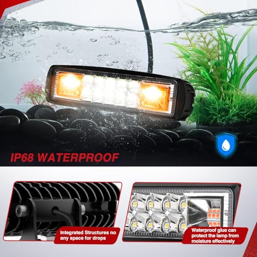 Nilight LED Light Pods 2PCS 6 Inch 60W Amber White 3 Lighting Modes - color: 60W Led Pods 2Pcs Amber White