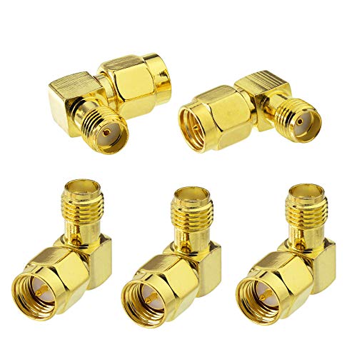 SUPERBAT SMA Adapter 90 Degree,5pcs SMA Male to Female Right Angle Coax Adapter for Radio RTL-SDR FPV Antenna Transmitter LTE Router etc. - color: SMA elbow