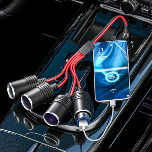 Goupchn Car Cigarette Lighter Splitter 1 to 4 12V 24V Power Charger - size: 1 to 4