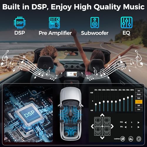 Double Din Car Stereo with 7" HD Touchscreen, Wireless Apple Carplay & Android Auto, Bluetooth, 240W, SWC, Subwoofer Output, Mirror Link, FM/AM Car Radio Receiver, Backup Camera - style: Volume knob + 2 physical buttons