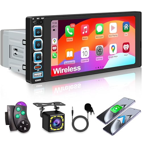 Single Din Car Stereo:Wireless Apple CarPlay Car Radio with Bluetooth 5.2