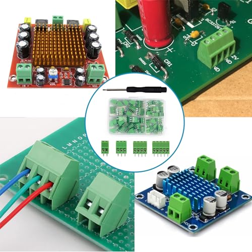 52PCS 2.54mm 0.1" Pitch PCB Mount Screw Terminal Block Connector, Minidodoca 2P 3P 4P 5P Terminals 150V 6A for 26-18AWG Cable,Equipped with Special Screwdriver - style: 52pcs Terminal Block Connector