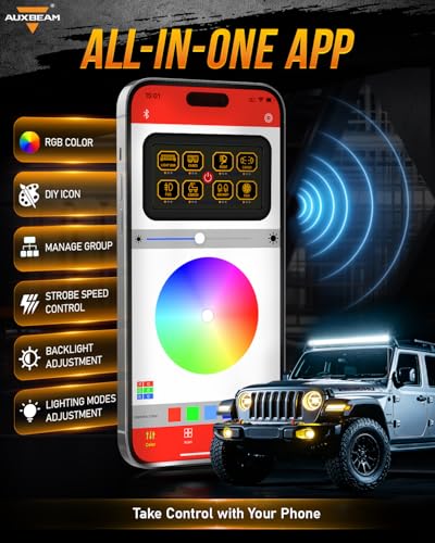 Auxbeam 8 Gang Switch Panel Bluetooth AR-820 with RGB APP Control 3 Modes - size: 8 Gang Bluetooth Switch Panel (TWO Sides Output)