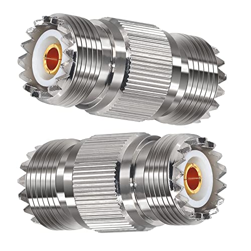 TUOLNK 2PCS SO239 Coax Connector UHF Female Coupler Gender Changers, PL259 Female to Female Barrel Coaxial Adapter Accessories for CB Radio, Antenna Cable