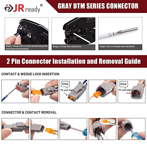 JRready ST6329-204 Deutsch DTM Connector Kit (2Pin 16Sets,4Pin 14Sets)Waterproof Deutsch DTM Connector with 20# Stamped Contacts 16-22 AWG Terminals Pins Seal Plugs DTM Connector(Gray) - size: DTM 2 4PIN(16/14SETS)