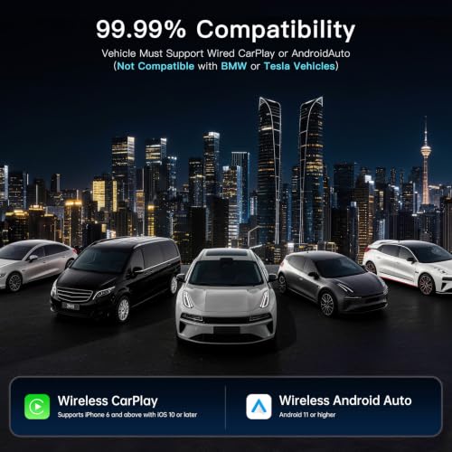 Ultra Mini Wireless CarPlay & Android Auto Adapter,Plug & Play,No Lag