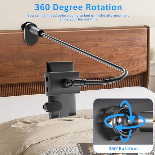 Kefotic Bedside Tablet Holder for Kindle Reading in Bed with Remote Page Turner, Hands Free Desk Gooseneck Stand for Kindle Accessories, Gifts for Readers