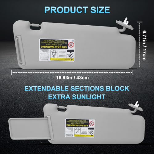 ItranMc Sun Visor Driver Side for 2008-2013 Toyota Highlander - color: (Gray)Left Driver Side