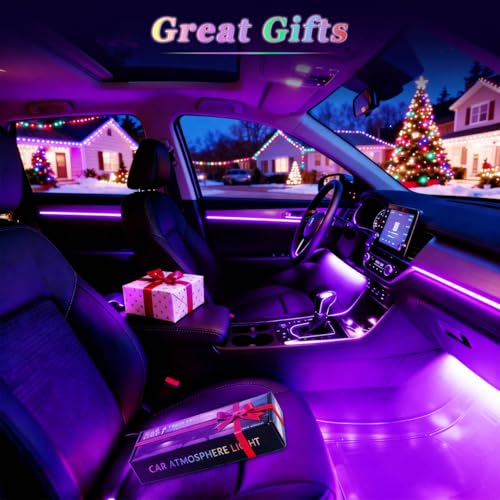 iFunyLED Smart Car Interior LED Lights with App Control, RGB Lights with DIY Mode and Music Mode, 2 Lines Design and Wireless Remote Control, Car Accessories for Women