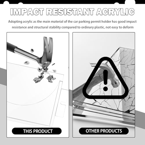 Acrylic Car Parking Permit Holder with Suction Cups,Transparent Curved Parking Pass Holder for Car Windshield for Clear Permit Display,Universal Cars Windshield Sticker Holders