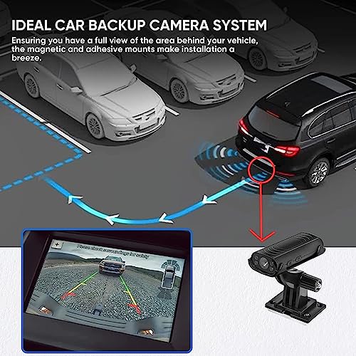 ASHATA Reverse Hitch Camera, 1080P Backup Camera with Magnetic and Adhesive Base, Motion Voice Detection, for RV Truck Trailer