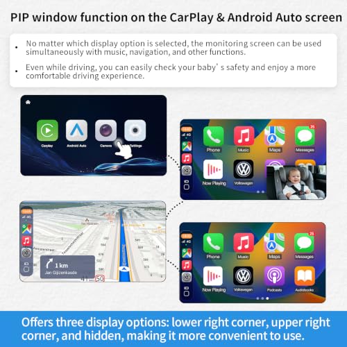 Baby Car Camera with Wireless CarPlay & Android Auto Adapter