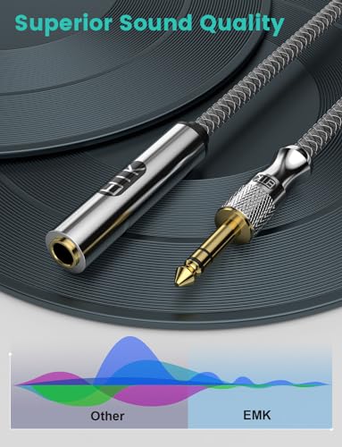 EMK 1/4" to 3.5mm Extension Cord for Headphone Guitar Amp 1.5Ft - size: 1.5 Feet, style: 1/4 inch Extension Cable