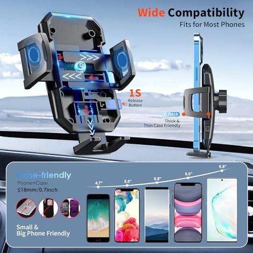 SUUSON Upgraded 3-in-1 Car Phone Holder Mount for Car, Black - color: Black