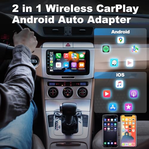 2 in 1 Wireless CarPlay Android Auto Adapter Auto Connect No Delay