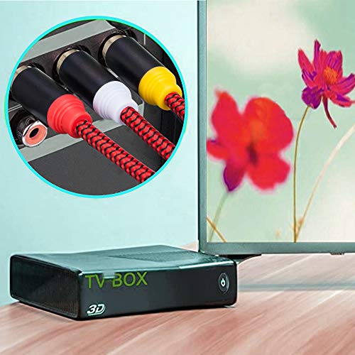 Audio Video RCA Cable 10Ft,3RCA Male to 3RCA Male 24K Gold Plated Composite AV Cable Compatible with Set-Top Box,Speaker,Amplifier,DVD Player and More(10Ft/3M) - size: 10Ft/3M