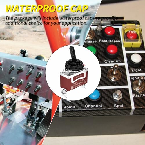 Joinfworld Toggle Switch 12V DC 125V SPST 2 Pin Waterproof Marine Toggle Switch 12 Volt On Off Switch 30A Heavy Duty with Boot Cover for Automotive Boat Car Truck - 4Pack - style: ON-OFF