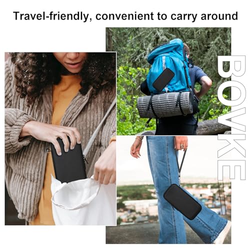 BOVKE Travel Case Compatible with Tire Inflator Portable Air Compressor, 120 PSI Air Pump Carrying Bag Storage Holder, Mesh Pocket for USB Cable, Air House, Connector, Black+Black