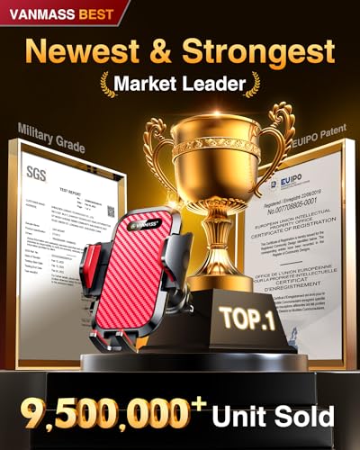 VANMASS Phone Holders for Your Car Ultimate Military-Grade Car Phone Holder MountใPatent & Safety Certsใ Upgraded Shockproof Truck Air Vent Phone Mount for iPhone 17 Pro Max 16 Samsung Android,Red - color: Red