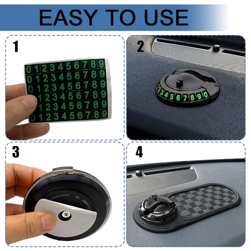Multifunction Car Anti-Slip Mat, Car Anti Slip Mat Phone Holder, Dashboard Mobile Phone Holder with Temporary Parking Number, Rotatable Dashboard Mat for Sunglasses Keys Gadgets (Gray+Black) - color: Gray+Black