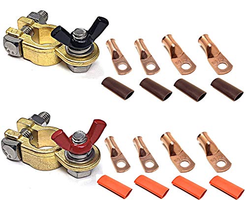 WindyNation Marine Grade Battery Terminal Top Post Kit for RV, Trucks, Boats, Cars, Campers, Golf Carts (Military Spec. B-12128C) - color: 1 Pair, size: Battery Terminals Kit