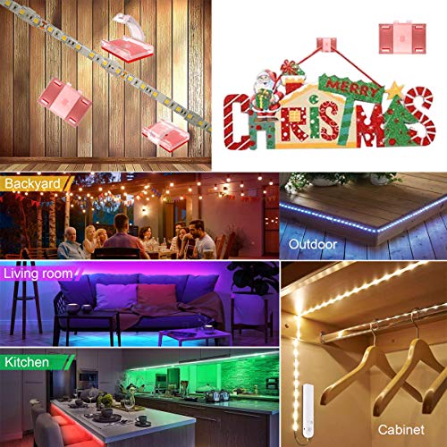 ATB- LED Strip Light Self-Adhesive Mounting Brackets and Clips,LED Strip Light Holder,Cable Wires Organizer Clips for Vehicle,Cabinet,Under-Counter, Kitchen,Living Room,Indoor (100PACK,Clear)