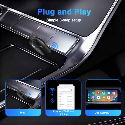 1-Pack Wireless CarPlay Adapter, 2-in-1 Android Auto Dongle, Leather Mini