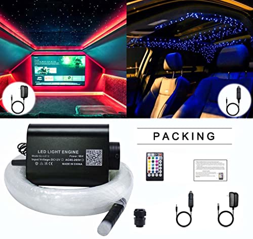 AZIMOM LED Bluetooth 16W RGBW Fiber Optic Light Star Ceiling Lighting Kits Music Mode 550pcs 0.03in 13.1ft Fibers Cables APP Remote Control For Car Home Headliner Light Decoration - size: 550pcs*0.03in*13.1ft