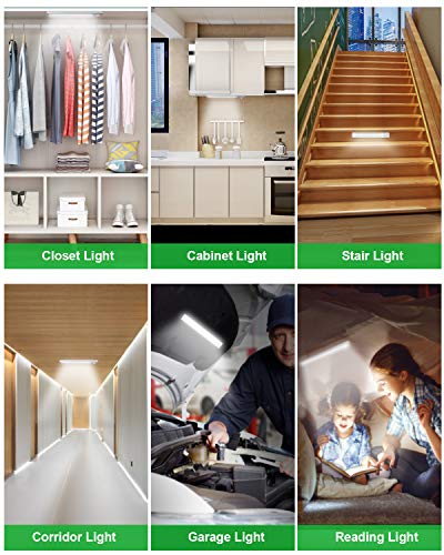 goodland Under Cabinet Lighting 80 LED Closet Light, Motion Sensor Lights Indoor USB Rechargeable Dimmable Stick-on Night Light Bar for Kitchen, Wardrobe, Garage, Stairs, Bedroom (3 Packs) - size: 9.05 inch 3 Packs 80 LED