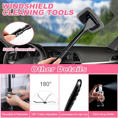 20Pcs Car Cleaning Wash Kit Interior Detailing Cleaner Kit with High Power Handheld Vacuum, Brush Set, Windshield Tool, Duster, Towels, Complete Car Care Tools, Pink - color: Pink, size: 20Pcs