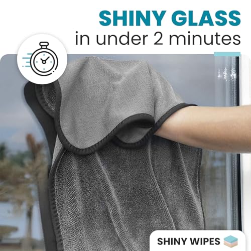 Shiny Wipes XL Window Drying Towel, The Original, Ultra Absorbent Twisted-Loop Design, Streak-Free Towel Cloth for Shiny Windows, No Streaks or Lint (1 Towel)