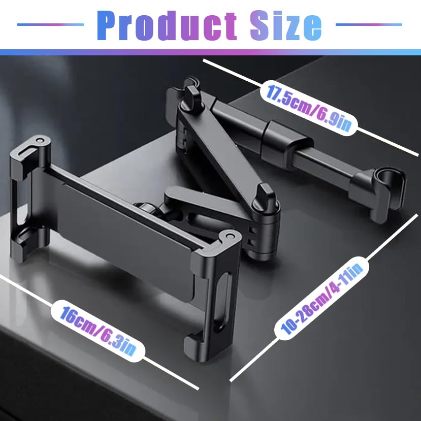 2026 Car Headrest Tablet Holder 2 Pack, (3 in 1 Extension Arm) - size: 2 PACK-5.3-10.6"