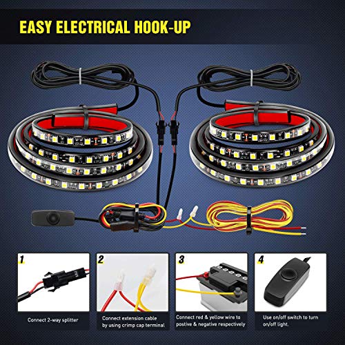 Nilight - TR-05 2PCS 60 Inch 180 LEDs Bed Strip Kit with Waterproof on/Off Switch Blade Fuse 2-Way Splitter Extension Cable for Cargo, Pickup Truck, SUV, RV, Boat , 2 Years Warranty - color: Truck Bed Light Strip