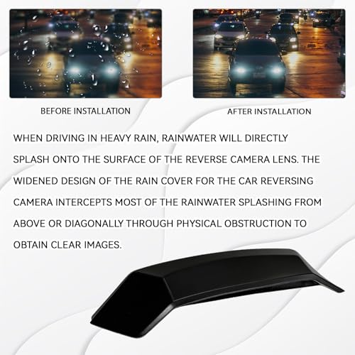 Upgraded Backup Camera Rain Shield for Cars, Silicone Rear View Covers, Wider Longer Design Blocks Water Drops, Clear Reverse Image Guard, Self Adhesive Vehicle Exterior Accessories (Black) - color: Black
