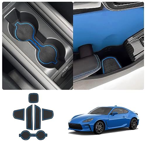 2022-2026 Toyoat GR86 ZN8 Center Console Liners Mats Cup Holder Inserts Mats Non-Slip Center 2025 2026 GR86 Console Shifter Liner Trim Mats Anti-dust Door Pocket Liners Accessories 6 PCS (Blue) - color: Blue