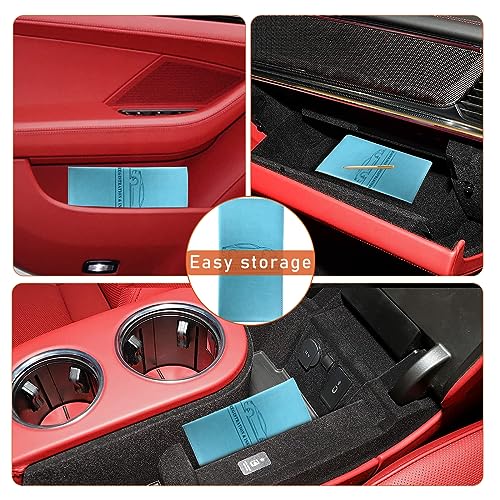 Kewucn Car Registration and Insurance Card Holder, Leather Auto License Document Glove Box Compartment Organizer, Essentials Vehicle Wallet Case for Driver License, ID Card (Light Blue) - color: Large-Light Blue