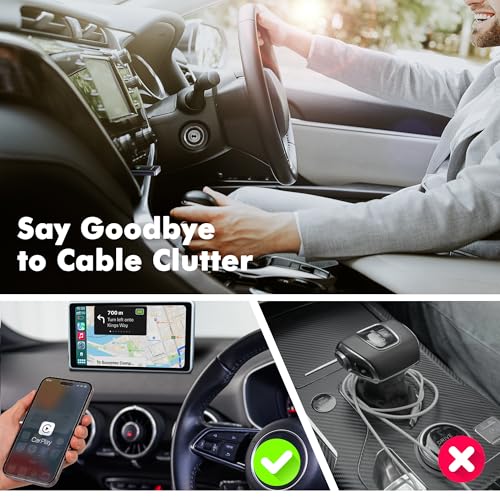 2026 Wireless Carplay Adapter for iPhone,3 Second Auto Connect, No Screen delay, Ultra Mini Design,Plug & Play By USB-A/Type-C Compatible with iOS 10+ and Cars with Factory Wired CarPlay
