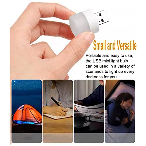 USB Night Light, LED Mini Light Bulb, Plug in Night Light, Small Night Lights, Warm White, USB Light Bulb for Bedroom, Bathroom, Hallway, Nursery, Kitchen, Car Tiny Light 6PS (6 White) - color: 6 White