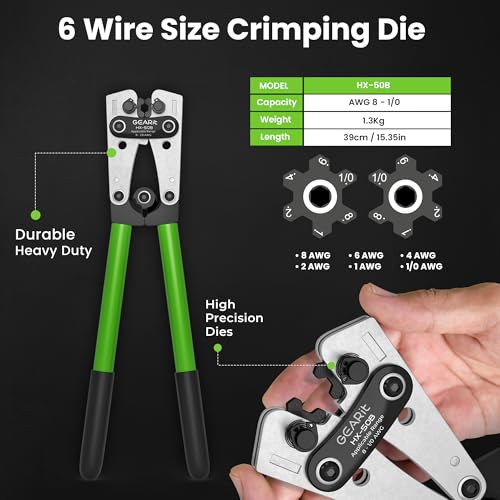 GEARit 8 Gauge Wire CCA Amp Battery Power Cable Black/Red 25FT Crimp Kit - color: Black/Red, size: 8AWG-25FT Each+Cutter+Lugs