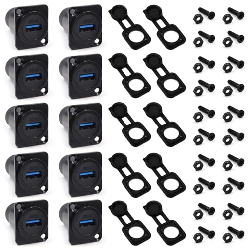 10PCS USB 3.0 Panel Mount Female to Female Connector - color: 10PCS