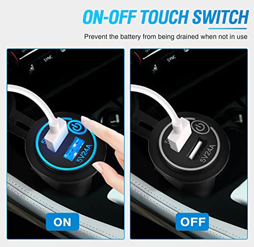 Nilight 2 Pack Quick Charge Socket Dual USB with ON Off Touch Switch - color: 2Pcs Dual USB Charger