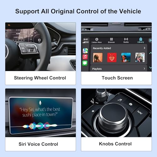 CarPlay Wireless Adapter, Wireless CarPlay Adapter for iPhone Converts Wired to Wireless CarPlay Dongle, Plug & Play Fit for Factory OEM Wired Apple CarPlay Cars from 2016 & iPhone iOS 10+ - style: rounded