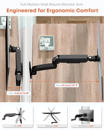Single Monitor Wall Mount fits 17-32 inch Flat/Curved Screen - size: 17 - 32 Inch, style: Single Arm