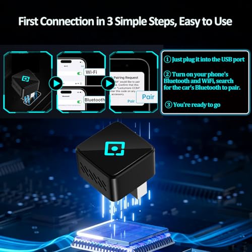 CarPlay Adapter, USB Interface Plug and Play, Connects Phone and car Screen Through WiFi and Bluetooth, Suitable for Apple and Android Systems