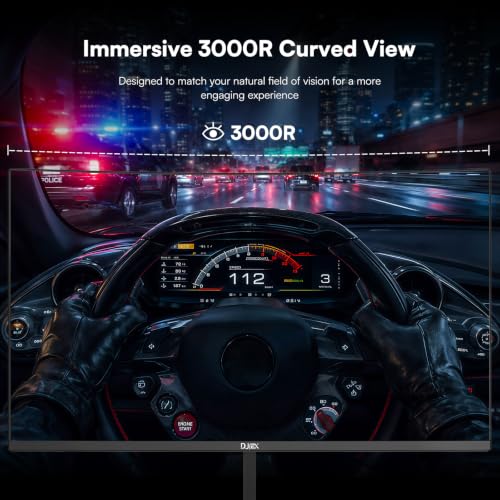 24 Inch Curved Gaming Monitor, FHD 1080P, 200Hz | 3000R, 4000:1 Contrast, 1ms Response Time, 98% sRGB, AMD FreeSync, Eye Care, HDMI 2.0 & DP 1.4, VESA Mount, for Game & Office - size: 24 inch