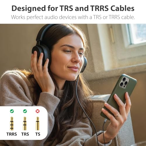 FosPower USB C to 3.5mm Male to Female Audio AUX Braided Adapter Cable (6") - style: 1 Pack
