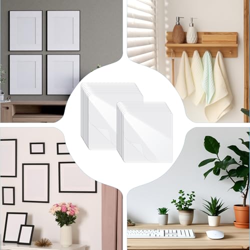 Shower Adhesive Strips, 20Pcs Clear Double Sided Adhesive Pads for Mounting, Waterproof Double Sided Sticker, Heavy Duty Square Washable Sticky Patch for DIY Craft Office Home(2.4 Inch & 2Inch) - style: style-1