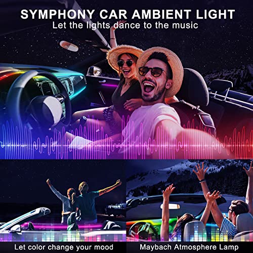 Acrylic Interior Car LED Strip Light with Wireless APP, RGB 10 in 1 with 175 inches 593 LEDs Fiber Optic Ambient Lighting Kits, 16 Million Colors Sound Active Function Car Neon Lights - size: RGB Kit - 10 in 1
