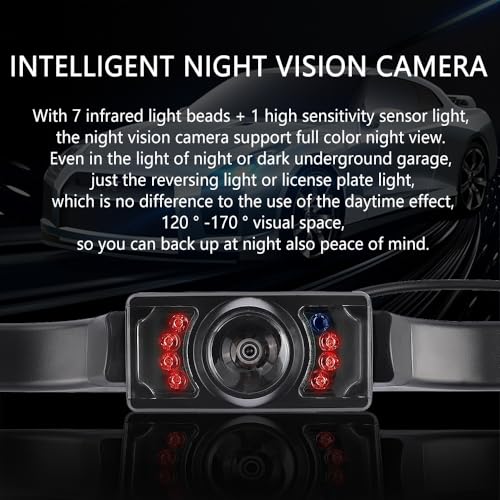 Back Up Camera for Cars with 8 Light,SD Night Vision License Plate Backup Camera with 170° Wide Angle,Universal Rear View Camera for Cars Includes Mounting Accessories