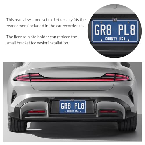 Car Rear View Camera License Plate Bracket, Rust-Resistant Auto Backup Camera License Plate Holder, Universal Licence Frame Dash Cam Mirror Cam Mount for Back Up Cameras